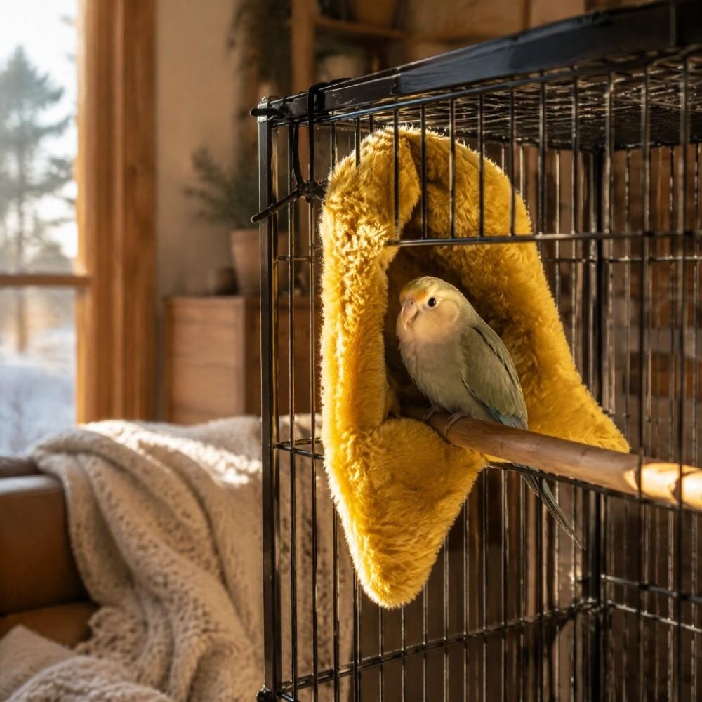 Hanging Hammock Bird Snuggle Hut Foldable Design Fleece Bird Blanket Cozy Bird Bed For Parakeet