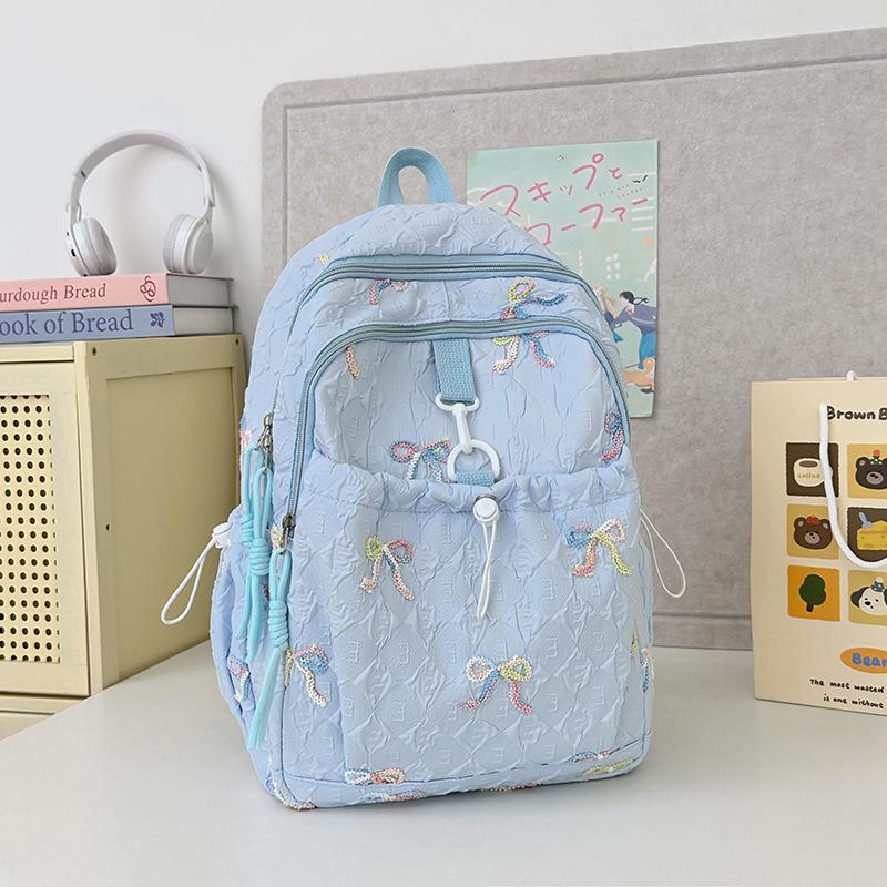 Japanese Bow Bag Female Junior High School Students Cute Joker Large Capacity Backpack Gao Yan College Backpack.
