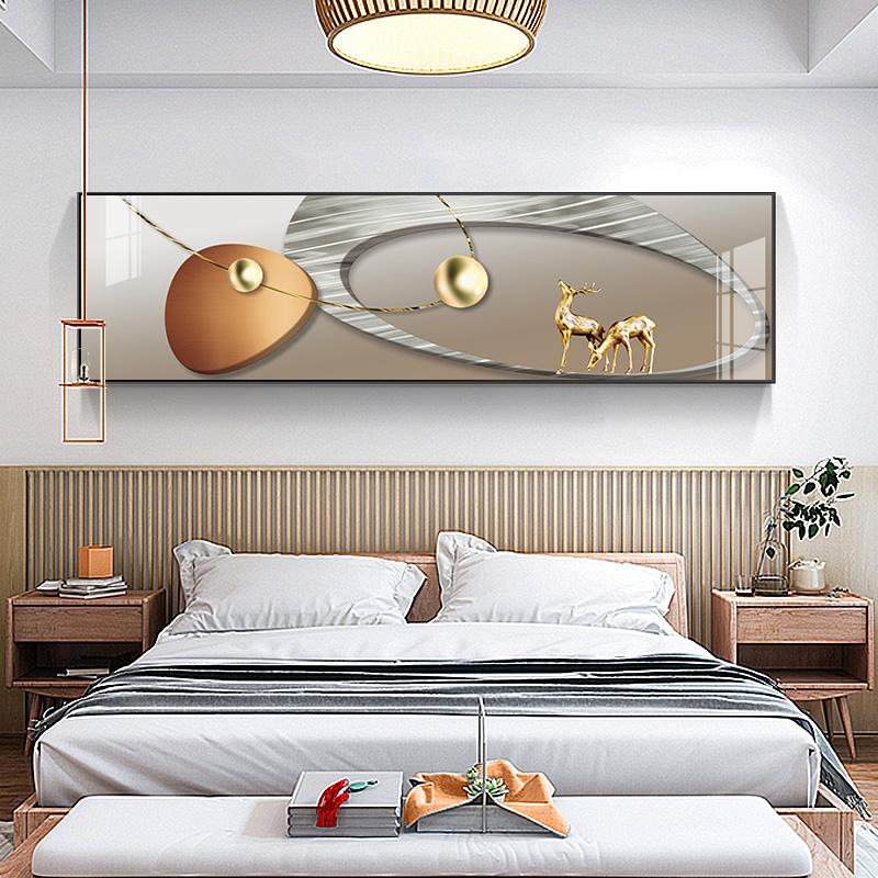 Nordic Light Luxury Geometry Canvas Painting New Chinese Style Golden Deer Posters And Prints Wall Art for Living Room Decor
