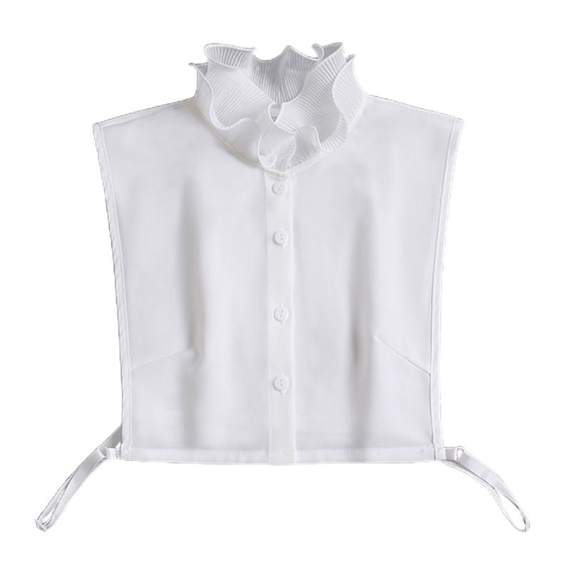 Женская 2 шт., многослойный накладной воротник с оборками и стойкой, с накладными рукавами, манжетами, комплект браслетов, съемная половина рубашки на пуговицах