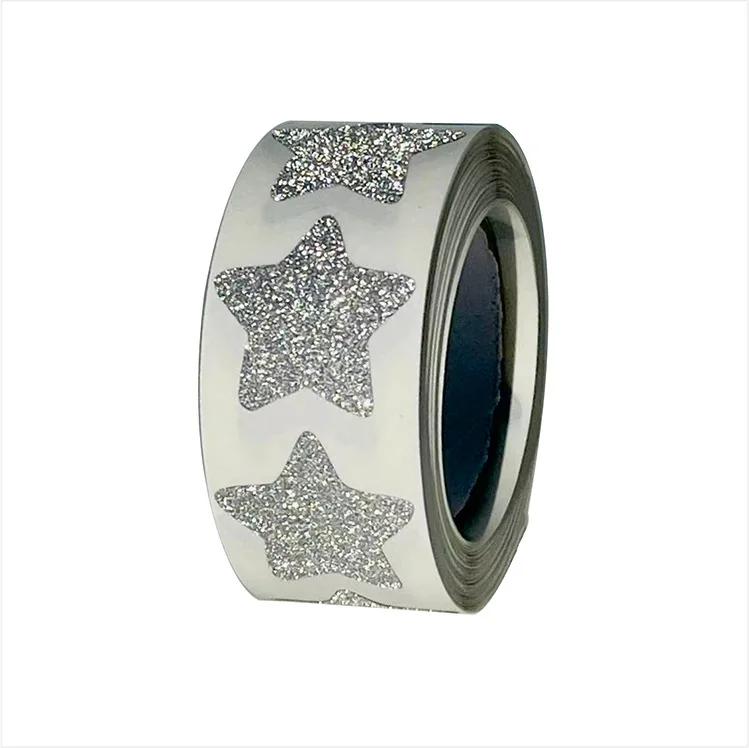 300 шт./рулон Изысканные Серебристые Блестящие Точечные Наклейки в Форме Сердца, Этикетки-Запечатыватели для Подарочной Упаковки, Блестящая Картонная Ручная Декорация