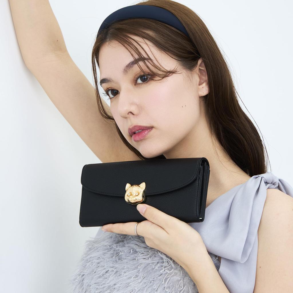 PAUL JOE ACCESSOIRES Длинный кошелек 3D-лицо кошки Черный & PJA-W1381