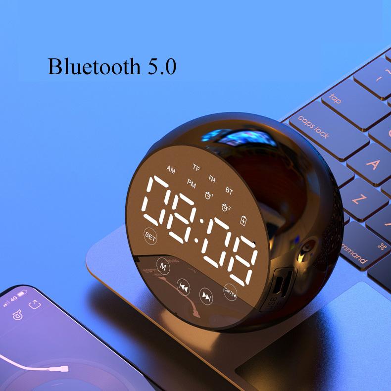 Table Clock Bluetooth Wireless Audio Mini LED Mirror Digital Alarm Clock Temperature Weekend Display Desk Clock