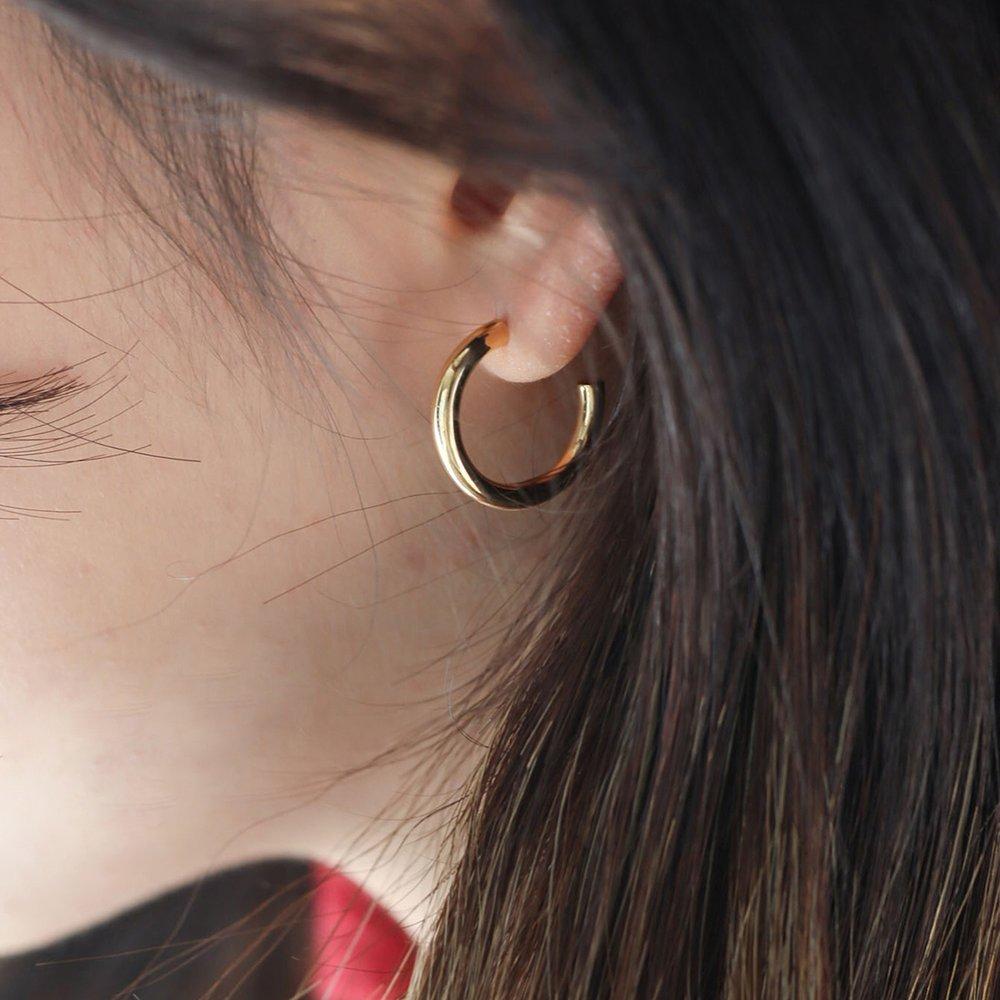 [ Modernlike / Штаб-квартира Оригинал ] Серьги-кольца из серебра с заполнением 14-каратным золотом