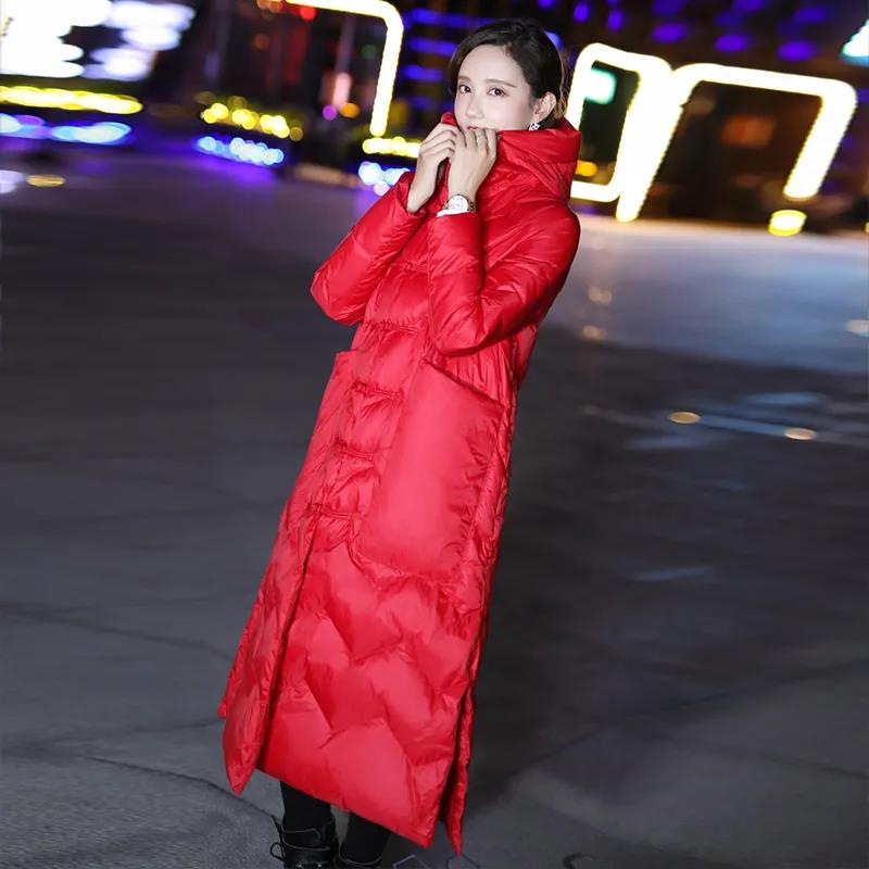 Длинный пуховик в стиле ретро с литературным принтом, хлопковая куртка с капюшоном, удлиненная толстая свободная ветровка с разрезами