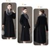 Big Fur Collor Women Woolen Coat Black Long Trench Coat Jacket Slim Wool Blend Coat Elegant Casual Jacket Vintage Gothic Jacket