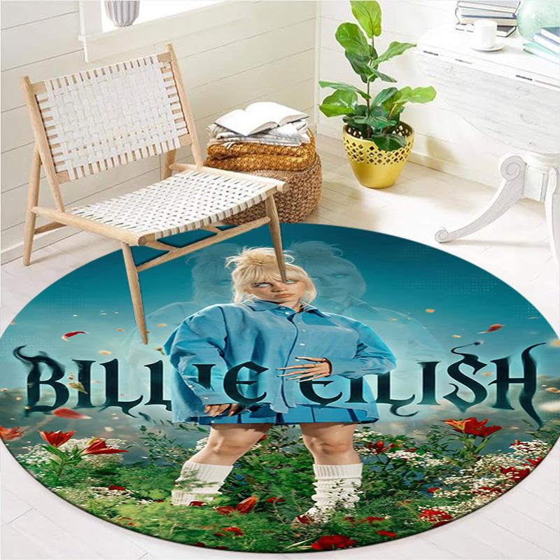Круглый ковер Billie Eilish, Ковер для гостиной, спальни, дивана, игровой комнаты, Декор, Нескользящий коврик для пола