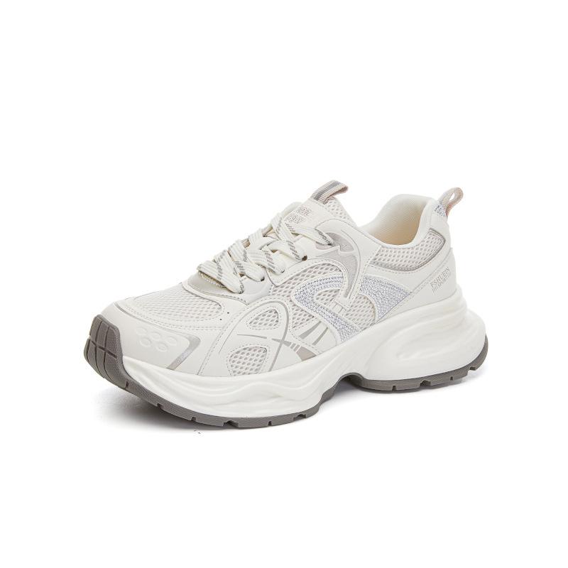 Подошва на присосках, папины кроссовки, женские 2025 весна, новая обувь на платформе, дышащая спортивная обувь со стразами, повседневная универсальная обувь для бега