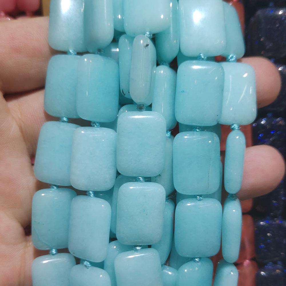 1Strand Energy Natural Stone Rectangle Beads Necklace, Reiki Healing Crystal Necklaces for Women Men Daily Wear Jewelry, Ideal Holiday Gifts 13x18 Mm