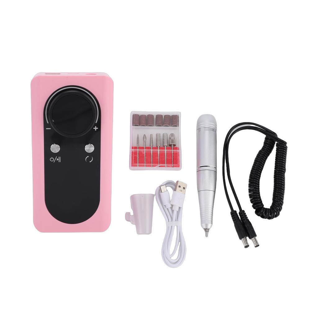 Cordless Electric Nail Drill 45000 RPM Nail File Machine with 6 Drill Bits 6 Sanding Bands for Acrylic Gel Dip Powder Polish