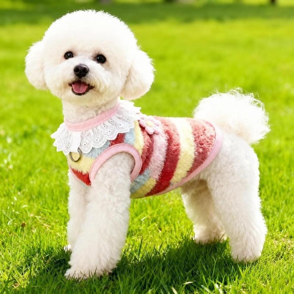 Stripe Dog Sweater Soft Plush Pet Clothes New Dog Clothing Outdoor