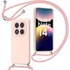 Case for Xiaomi Redmi Note 14 Pro 5G (not for 4G), Liquid Silicone Protection with Pink Lanyard