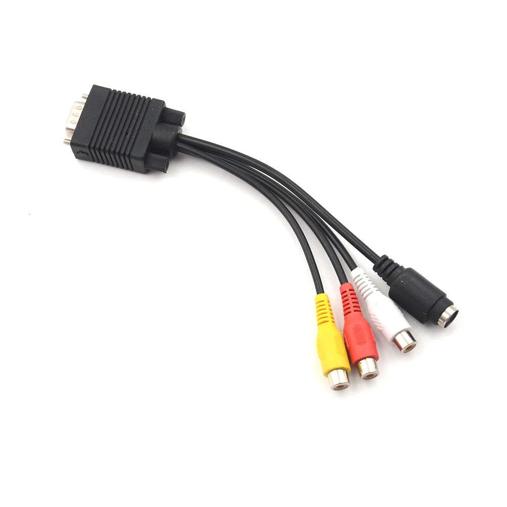 1 шт. видеокабель для ноутбука ПК HDTV разъем VGA штекер S-Video 3 Rca Jack конвертер