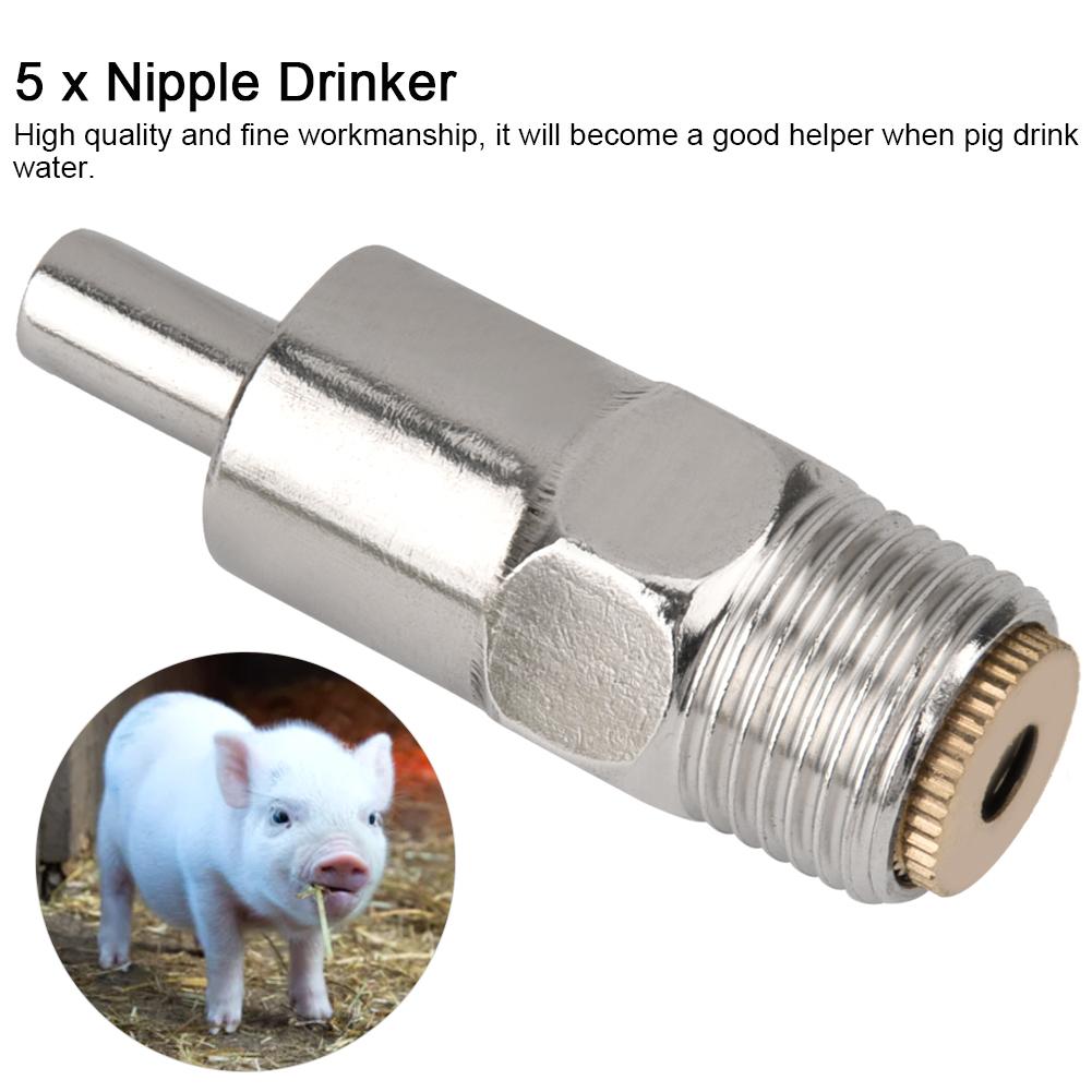 5шт нержавеющая сталь ниппель поилка поилка для коров крупный рогатый скот лошади свиньи