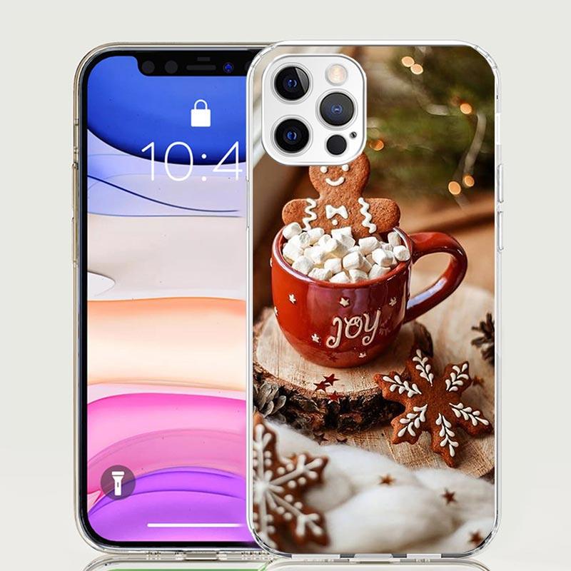 Зимний Кофе Рождественский Чехол для Телефона Для iPhone 17 Air 16 15 Plus 11 14 Pro Max 13 Mini 12 7 8 + SE Узор Искусство Персонализированный Чехол 1