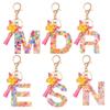 Acrylic Butterfly 26 Letter Keychain Heart Filling Tassel Pendant Keyring for Women Fashion Bag Ornament DIY Accessories Gifts