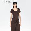 MO&Co. Women's Deconstructed Twist High-Waist Short-Sleeve Long Dress