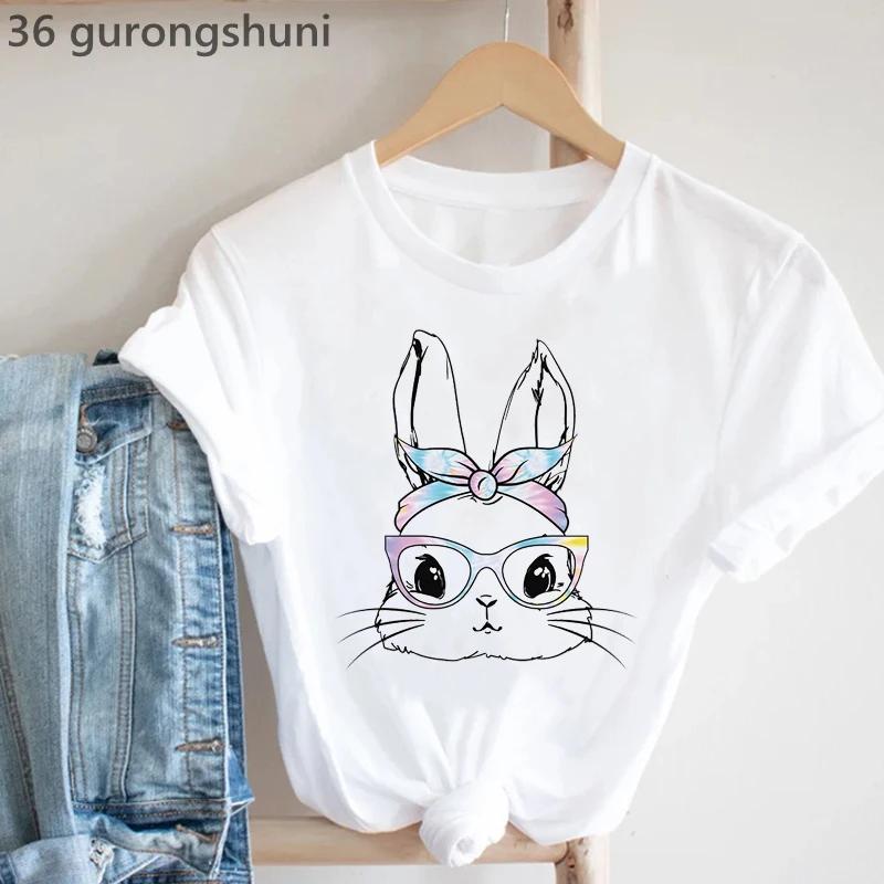 2024 Cute Rabbit Chubby Butt Animal Printed Tshirt Unisex Funny Tshirt Femme Summer Tops Harajuku Shirt Female Tshirt