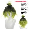 Gyutaro Shabana Cosplay Wig Daki Brother Black Green Curly Hair Anime Upper Rank 6 Wigs + Wig Cap
