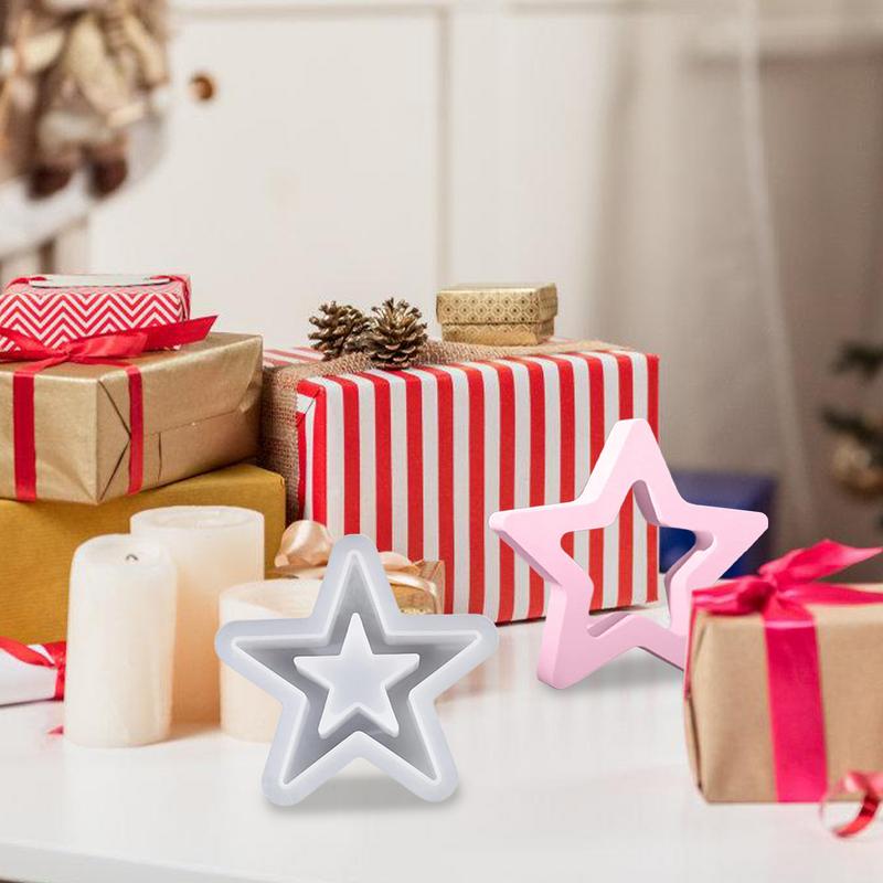 Silicone Christmas Star Mould 3D Five Pointed Star Candle Molds Desktop Ornament Decoration Handmade Craft Art Making Gift