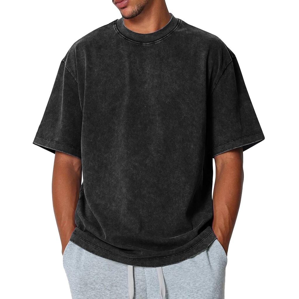 Мужской летний однотонный топ с круглым вырезом, свободный, с коротким рукавом