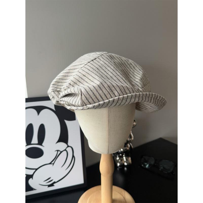 Литературная полосатая кепка газетчика ретро шляпа художника хлопковая и льняная беретка женская восьмиугольная шляпа дышащая маленькая шляпка для лица