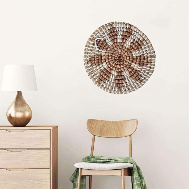 Богемный Этнический Круглый Настенный Декор Проживание в семье Гостиная Соломенное Плетение Подвесной Плетеный Фон Украшение