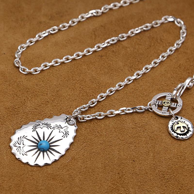 Ювелирные изделия из стерлингового серебра 925 пробы, модные подвески Takahashi Goro с простой бирюзовой биркой ручной работы, тайские серебряные мужские и женские подвески