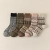 3 Pairs of Female Autumn and Winter Super Thick Warm Anti Cold Hair Ring Retro Pattern Wool Socks