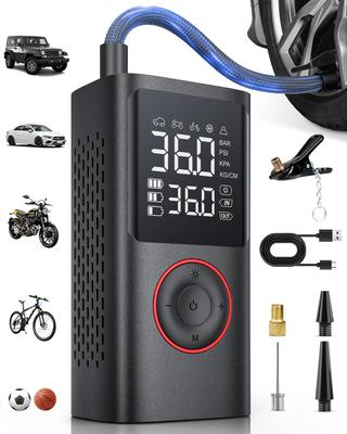 Powools Портативный электрический велосипед с цифровым давлением 150 PSI и светодиодной x x Насос/Компрессор Емкость, Манометр, Автоотключение, Свет, 8,89 4,75 13,75 см