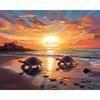 DIY Oil Painting By Numbers Turtles On the Beach Home Decoration Pictures By Numbers For Adults Handpainted Artwork