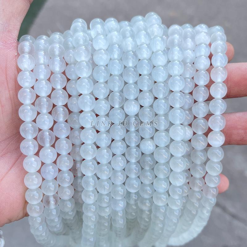 Jingde Jewelry Бусины из белого кошачьего глаза, Набор для браслета, DIY аксессуары, Круглые бусины