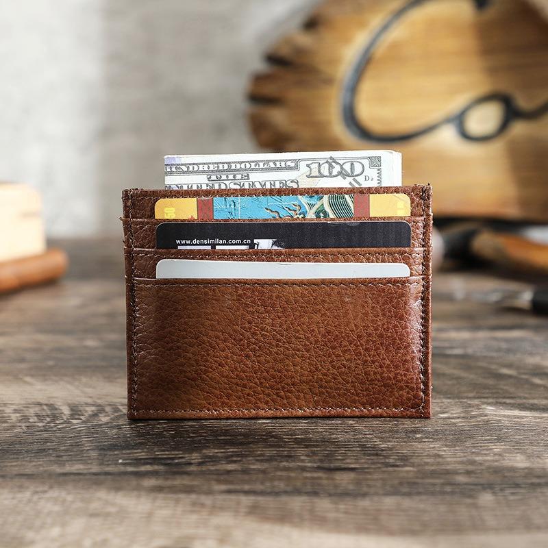 Футляр для карт OEM Натуральная коровья кожа Зажим для карт Картхолдер Тонкий Многокарточный RFID Слип для карт Поколение