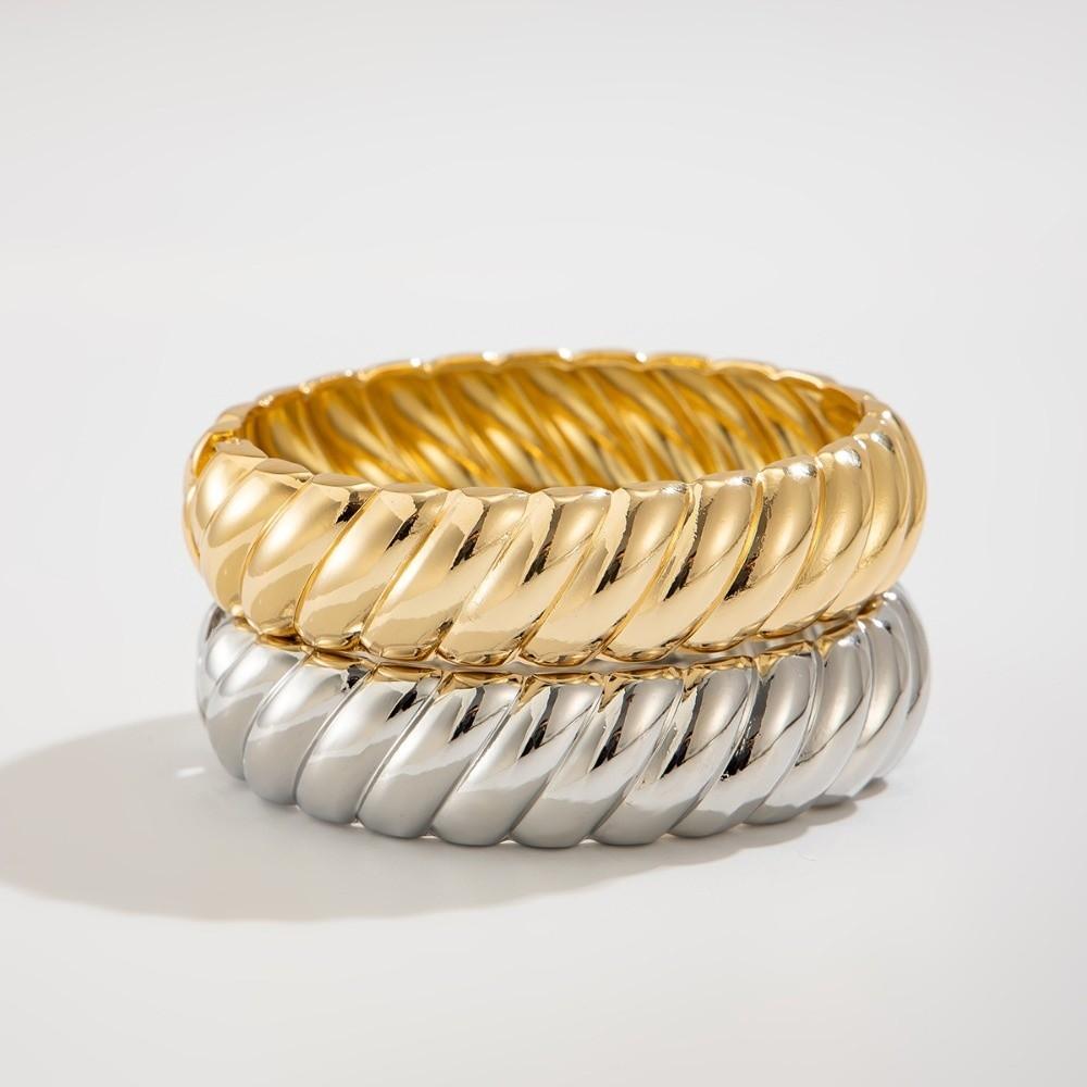 Толстый браслет с текстурой нити золото серебро женский ручной браслет ретро пружинный браслет мужчины женщины