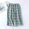 2025 Summer Couple 100% Cotton Crepe Cloth Shorts Multicolor Large Size Loose Plaid Home Pants Cropped Pants Ladies Bottoms