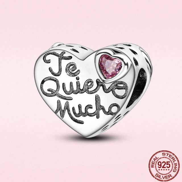 2023 New Pink Flowers Unicorn Flower Heart Mama Forever Love Beads Fit Original Fasion Glamour 925 Silver Bracelet Jewelry