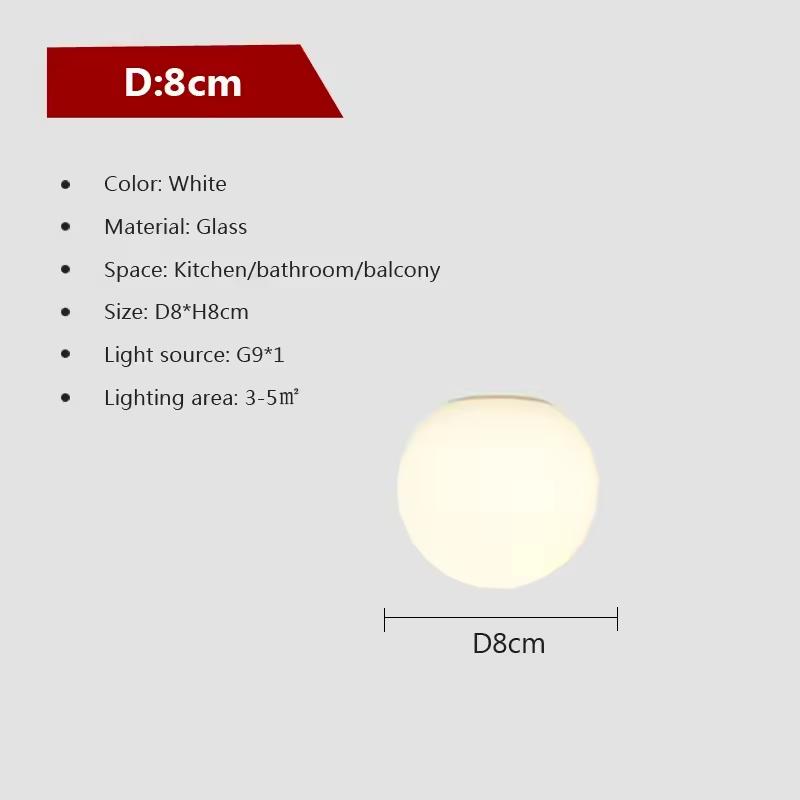 Nordic LED Glass Wall Light Milk White Color Ball Ceiling Light Minimalist Bathroom Corridor Balcony Bedroom Entrance Lighting