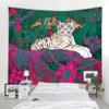 Джунгли Тигр иллюстрация ретро арт-деко гобелен в стиле бохо настенный хиппи колдовство психоделическое украшение дома