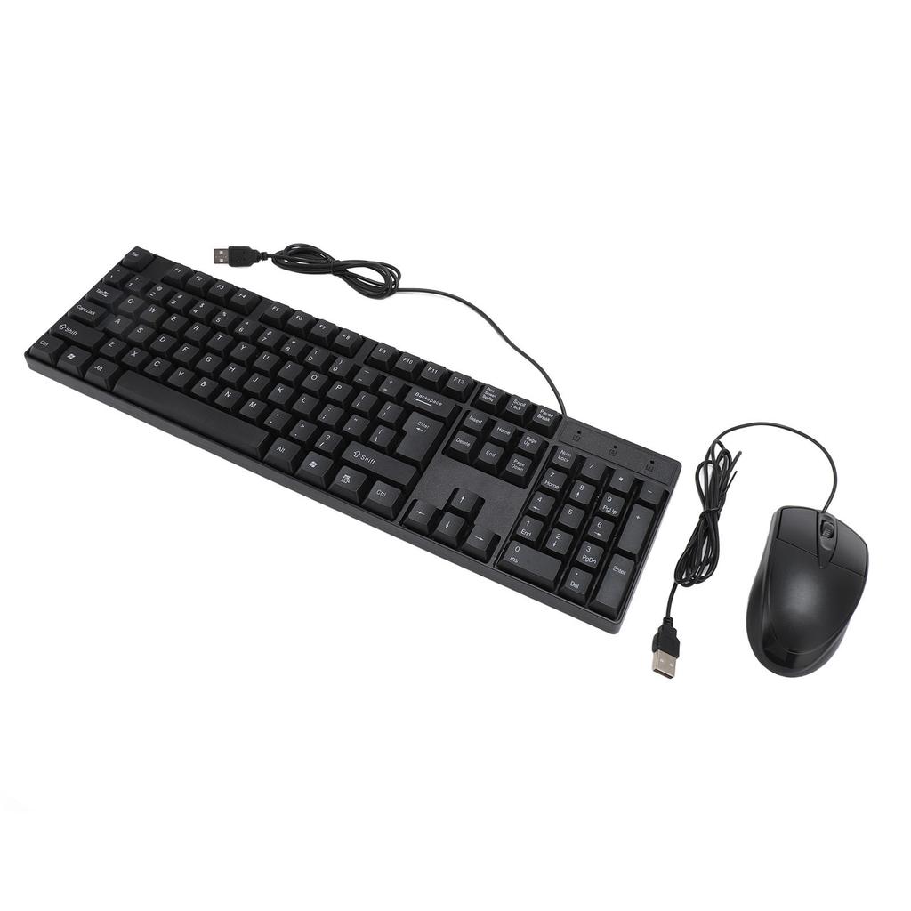Wired USB Keyboard Mouse Set Ergonomic 104 Keys Keyboard Comfortable Grip Mouse for Game Business
