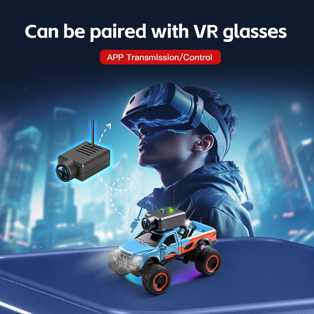 1:64 Мини Радиоуправляемая Машинка, 2.4G 4WD FPV Пульт Дистанционного Управления Внедорожник с HD Камерой, Гироскопом, Светодиодными Огнями, Управление через Приложение