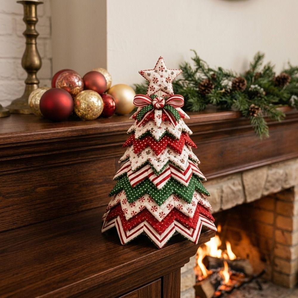Layered Fabric Patchwork Christmas Tree Kit 3D Christmas Tree Sewing Craft Kit Holiday Gift