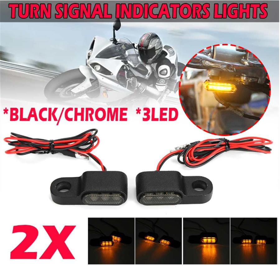 2x Universal 8mm Aluminum Smoke Mini LED Motorcycle Turn Signal Indicators Blinker Lights