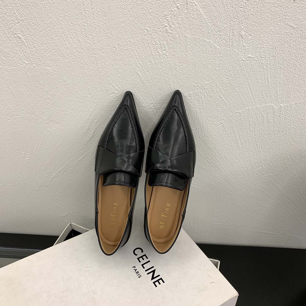 Fashion Fashion Women Loafers 2024 New Arrivals Autumn/Spring Dress Shoes Pointed Toe Black White Brown Ladies Mary Janes Size 35-39