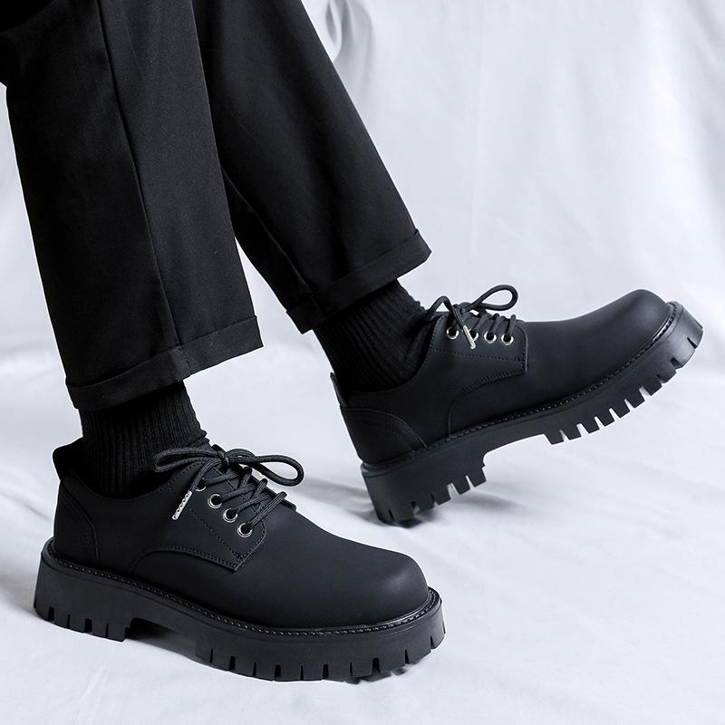 Кожаные туфли мужские новые черные повседневные модные универсальные кожаные туфли мягкая подошва большой носок толстая подошва маленькие кожаные туфли 2235-R