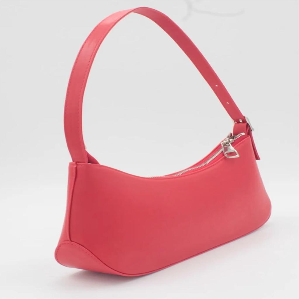 Women's Red Faux Leather Baguette Shoulder Bag