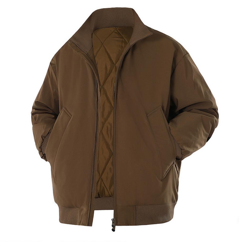Мужская повседневная однотонная куртка с воротником-стойкой, водонепроницаемая и ветрозащитная, на хлопковой подкладке, мужская теплая куртка в стиле ретро на хлопковой подкладке