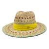 Summer Straw Hat Pearl Pin Women's Summer Seaside Sunshade Hollow Groove Flat Top Straw Hat  Sombrero