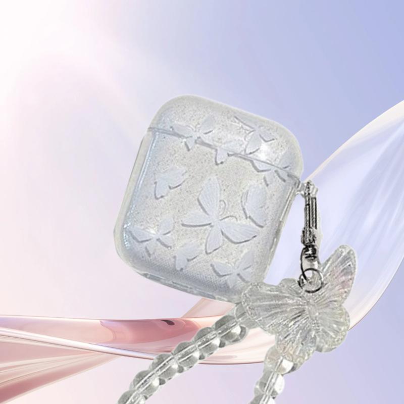 Applicable AirPods 1 generation 1/1/1 Pro Bluetooth headset protective case cover, transparent glitter butterfly chain soft case