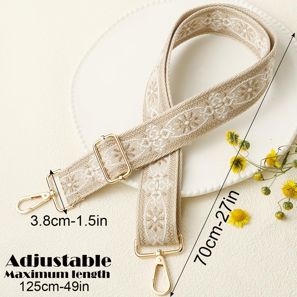 3.8cm Wide Retro Pattern Detachable Adjustable Shoulder Strap, for Crossbody Bag Handbag Tote Bag Travel Bag Waist Pack Camera Strap Replacement