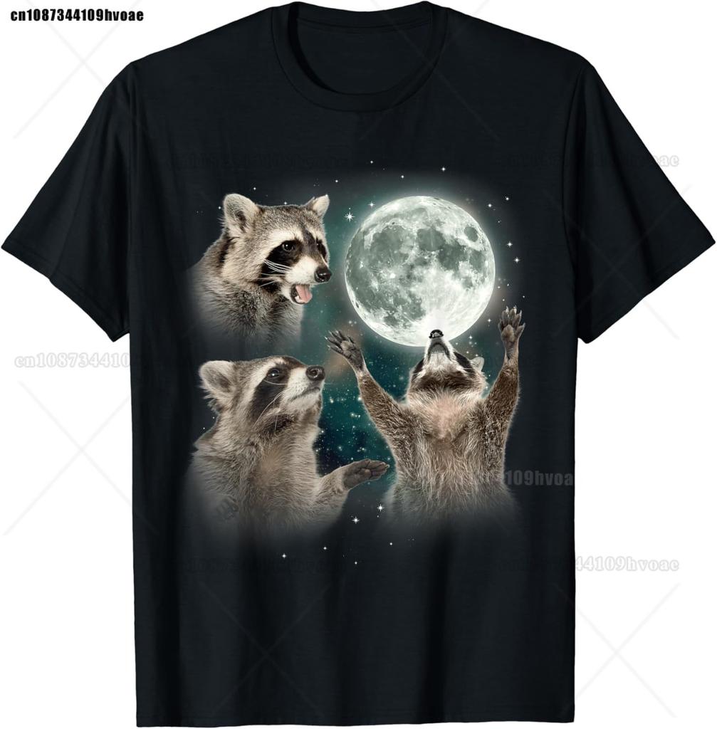 Expressionist Scream Shirt Raccoon Lovers Artistic Raccoon T-Shirt Unisex's Casual Street Style Stretch Round Neck Tee Shirt Summer